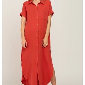 PINKBLUSH BLUIvy Button Down Maternity MIDI dress S